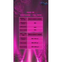 Don Benito Baila 2026 Pack habitación doble + full pass